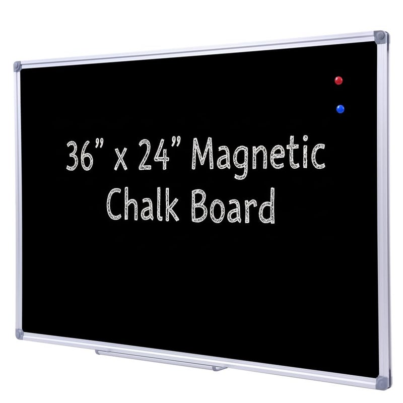 DexBoard 36 x 24 Inch Magnetic Black Chalkboard for Wall, Wall-Mounted School Blackboard with Aluminum Frame for Teachers, Written on by Regular Chalk - Image 1